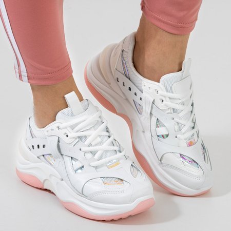 White and pink trainers with holographic inserts Etana - Footwear