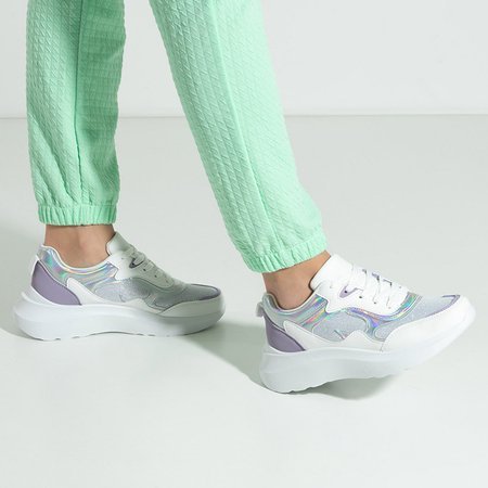 White and purple women's sports shoes from Comie - Footwear
