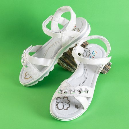 White children's sandals with Anisis studs - Footwear