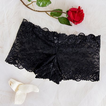 Women's Black Lace Boxer Shorts - Underwear