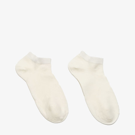 Women's bamboo ankle socks in ecru color with embroidery - Underwear