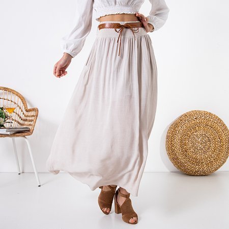 Women's beige cotton maxi skirt - Clothing