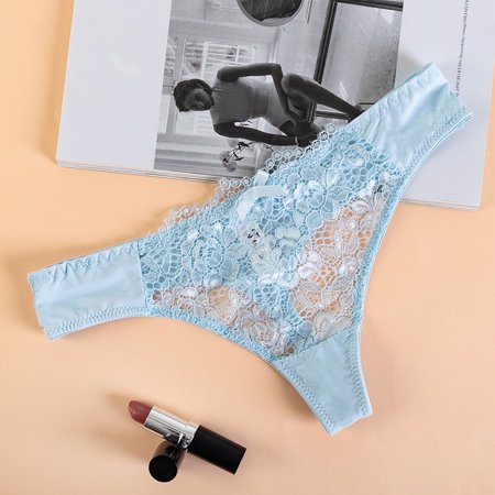 Women's blue thong with lace - Underwear
