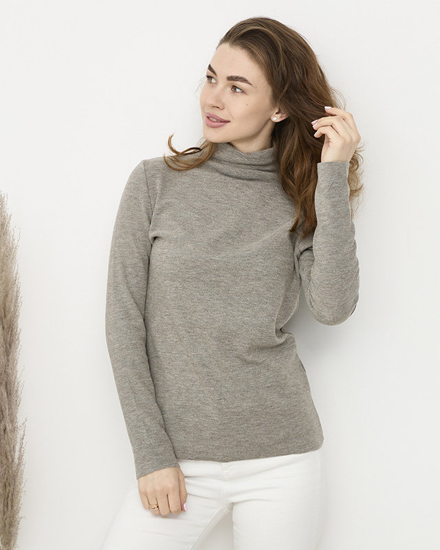 Women's half turtleneck sweater in gray- Clothing