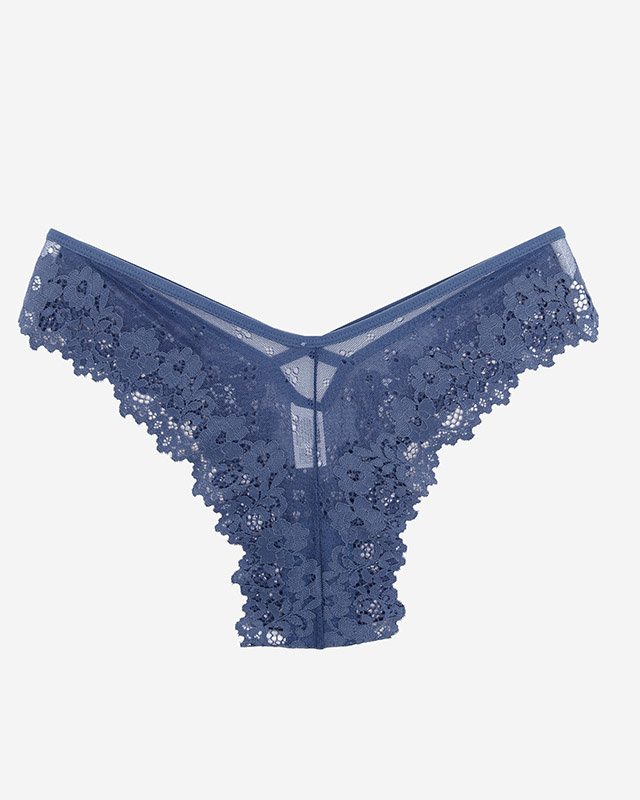 Women's navy blue brasilian lace panties - Underwear