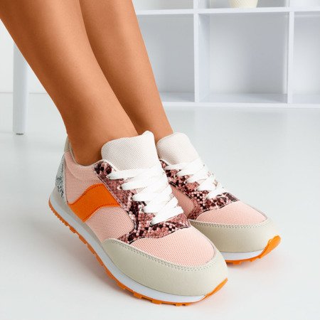 Women's pink sports shoes with a 'la snake skin' insert Kamalija - Footwear