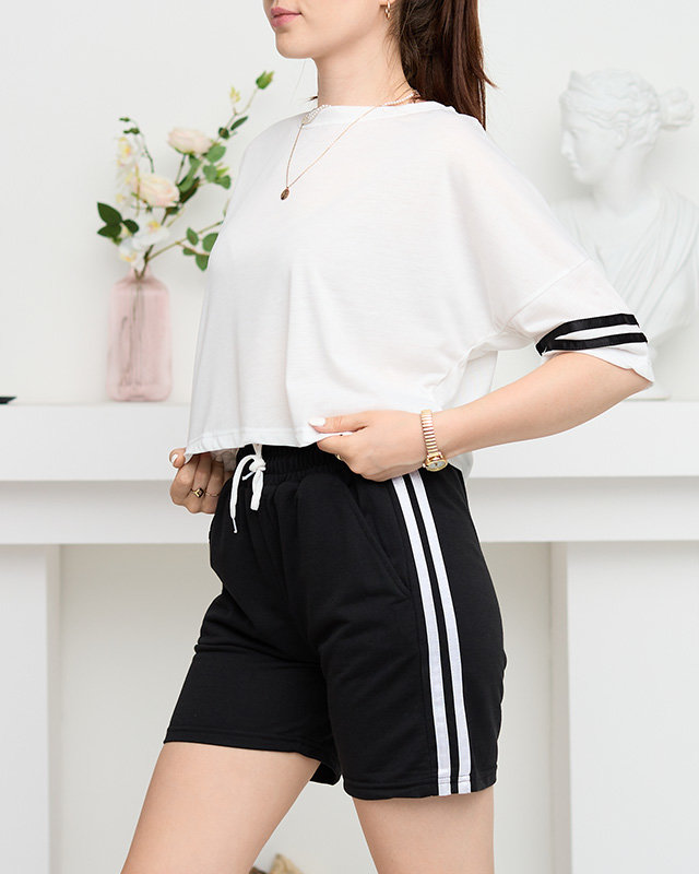 Women's sports tracksuit set with black stripes - Clothing