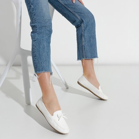 Women's white loafers with a Letisa bow - Footwear