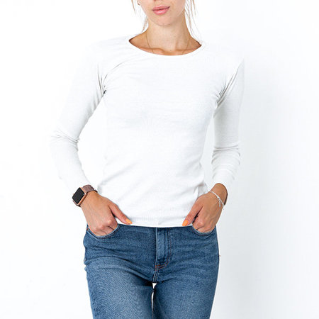 Women's white ribbed blouse - Clothing