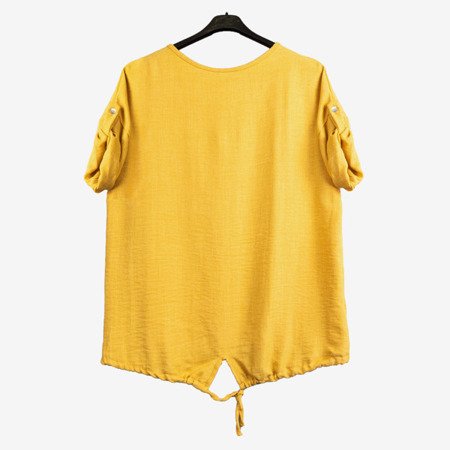 Yellow women&#39;s tunic with inscriptions - Blouses 1