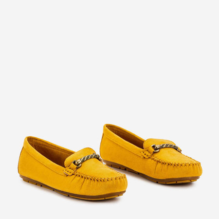 Yellow women's moccasins with Seriti ornament - Footwear