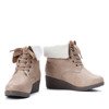 Beige boots with a sheepskin wedge Osen - Shoes