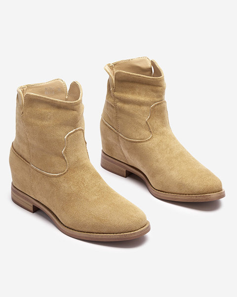 Beige cowboy boots on a covered wedge Terband - Footwear
