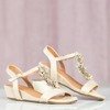 Beige low heel sandals Millagros - Footwear