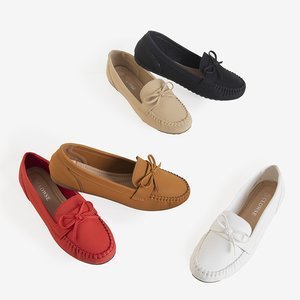 Beige women's moccasins with a Letisa bow - Footwear