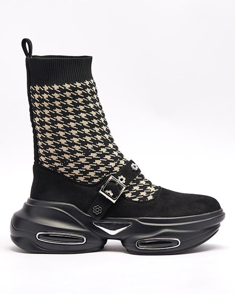 Black and beige women's sports boots with an upper a'la sock Folden- Footwear
