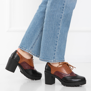 Black and brown shoes for women on the post Tiarino - Footwear