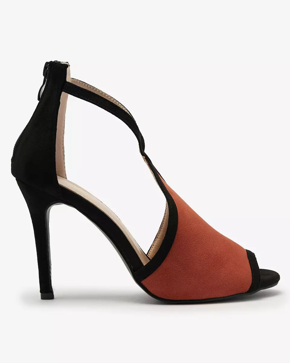 Black and orange women's stiletto sandals Ibbizo- Footwear