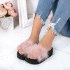 Black and pink flip-flops with thin fur Mianna - Footwear 1