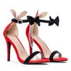 Black and red sandals with Rokarde bow - Footwear