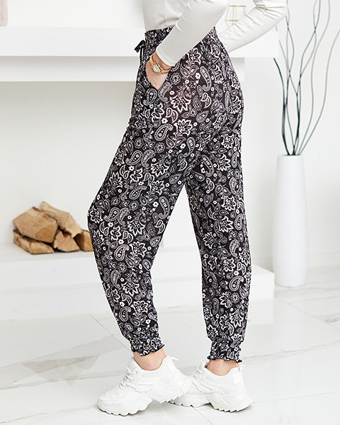 Black and white patterned women's trousers - Clothing
