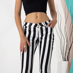 Black and white striped skinny trousers - Clothing