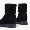 Black ankle boots with a sheepskin wedge Belena - Footwear