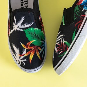 Black children's slip on with Ailbe plant print - Footwear