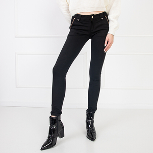 Black elegant women's fabric pants - Clothing