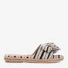 Black flip flops with beige stripes with Gigi bow - Shoes 1