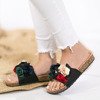 Black flip flops with decorative flowers Vilena - Footwear