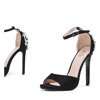 Black high heel sandals with decorative Fraglene crystals - Footwear