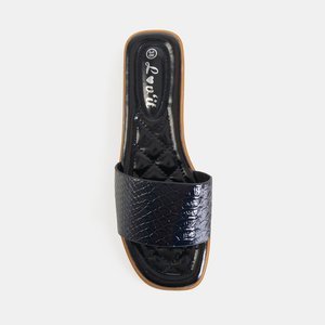 Black lacquered women's Serenis slippers - Footwear