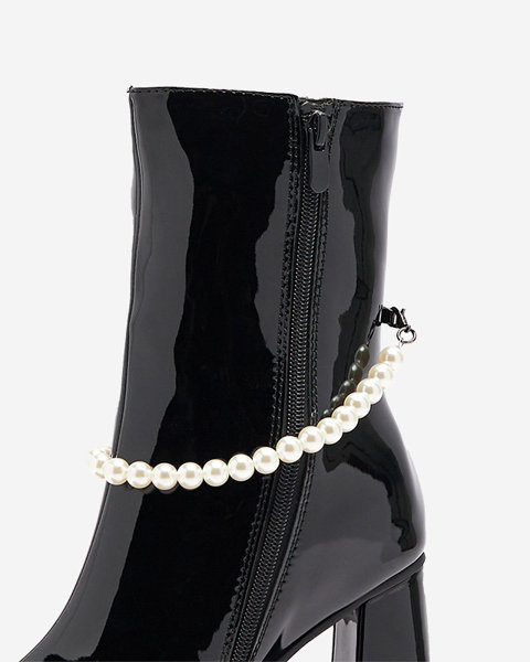 Black lacquered women's high stiletto boots Rassla- Footwear