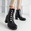 Black ladies ankle boots with Binche decoration - Footwear