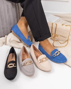 Black ladies loafers with golden ornament Kodreno - Shoes