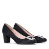 Black pumps on a low post with a silver Neele decoration - Footwear