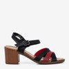 Black sandals on a higher post with colorful stripes Sanica - Footwear