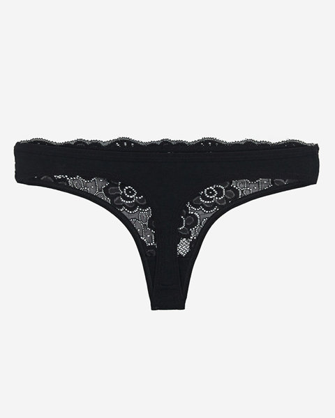 Black single-color lace panties for women, thongs - Underwear
