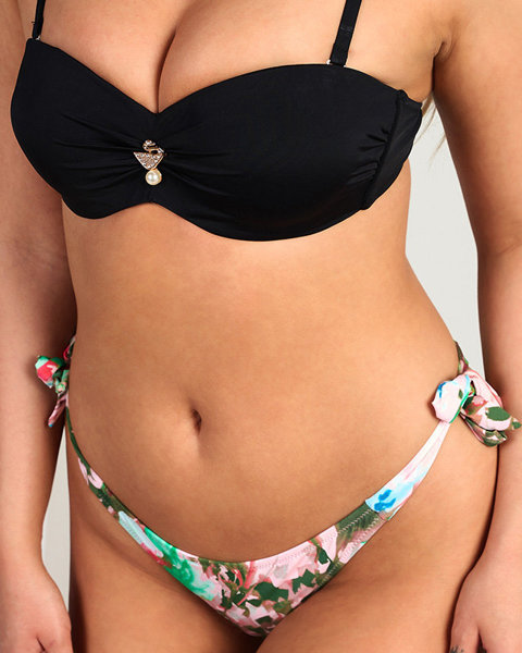 Black two-piece swimsuit with a floral pattern - Underwear