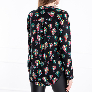 Black women's blouse with a pattern - Clothing