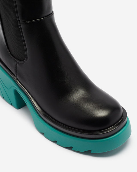 Black women's boots on a solid blue sole Berisa - Footwear