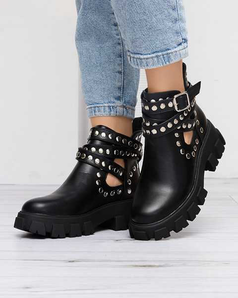 Black women's boots on a thicker sole Avarno- Footwear