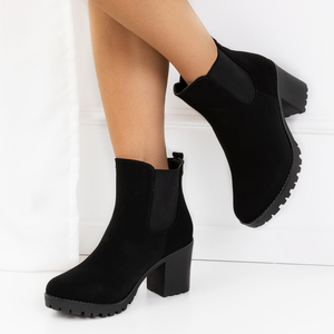 Black women's boots on the post made of eco-leather Yomiko - Footwear