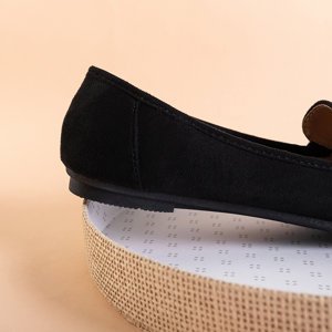 Black women's eco-suede loafers with Catriona fringes - Footwear