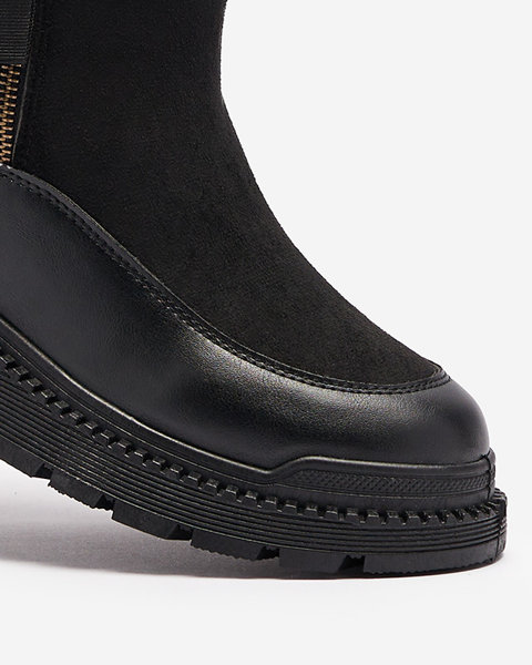 Black women's flat-heeled boots Mefina- Footwear