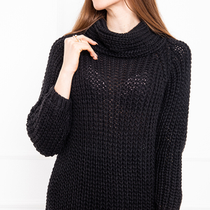 Black women's long turtleneck sweater - Clothing