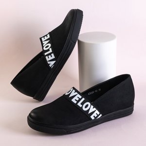 Black women's slip on shoes with Coralia inscriptions - Footwear