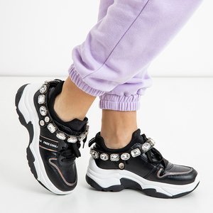 Black women's sports shoes with cubic zirconias Frewan - Footwear