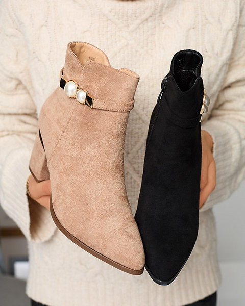 Black women's stiletto boots with decorative pearls Rellami - Footwear